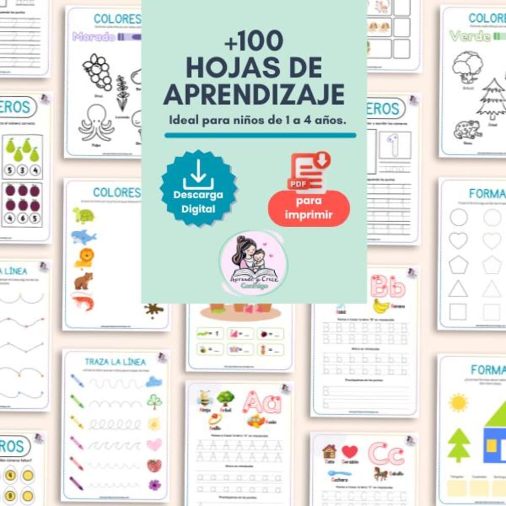 Over 100 printable learning worksheets for ages 1 to 4